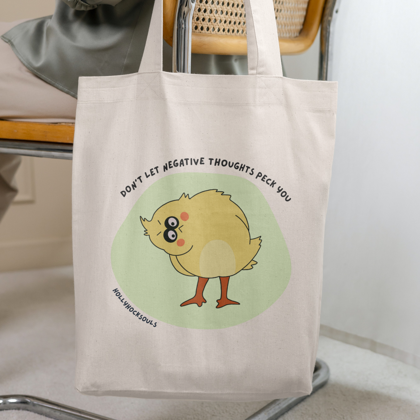 Tote Bag Lightweight_funny chicken_Dont let negative thoughts peck you