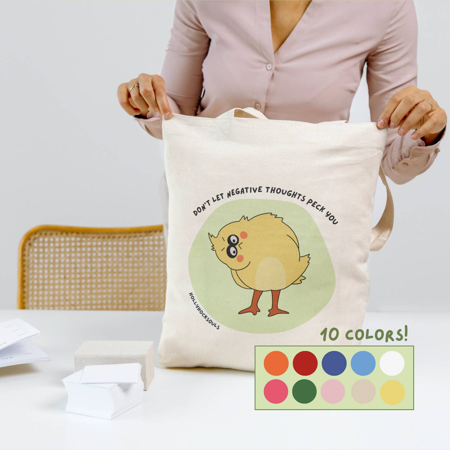 Tote Bag Lightweight_funny chicken_Dont let negative thoughts peck you