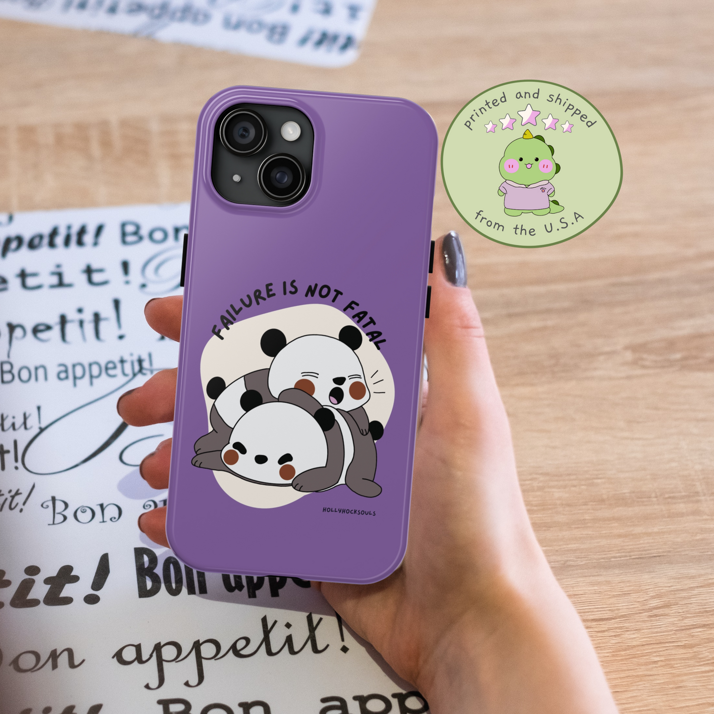 Tough glossy phone case_Huggable with care