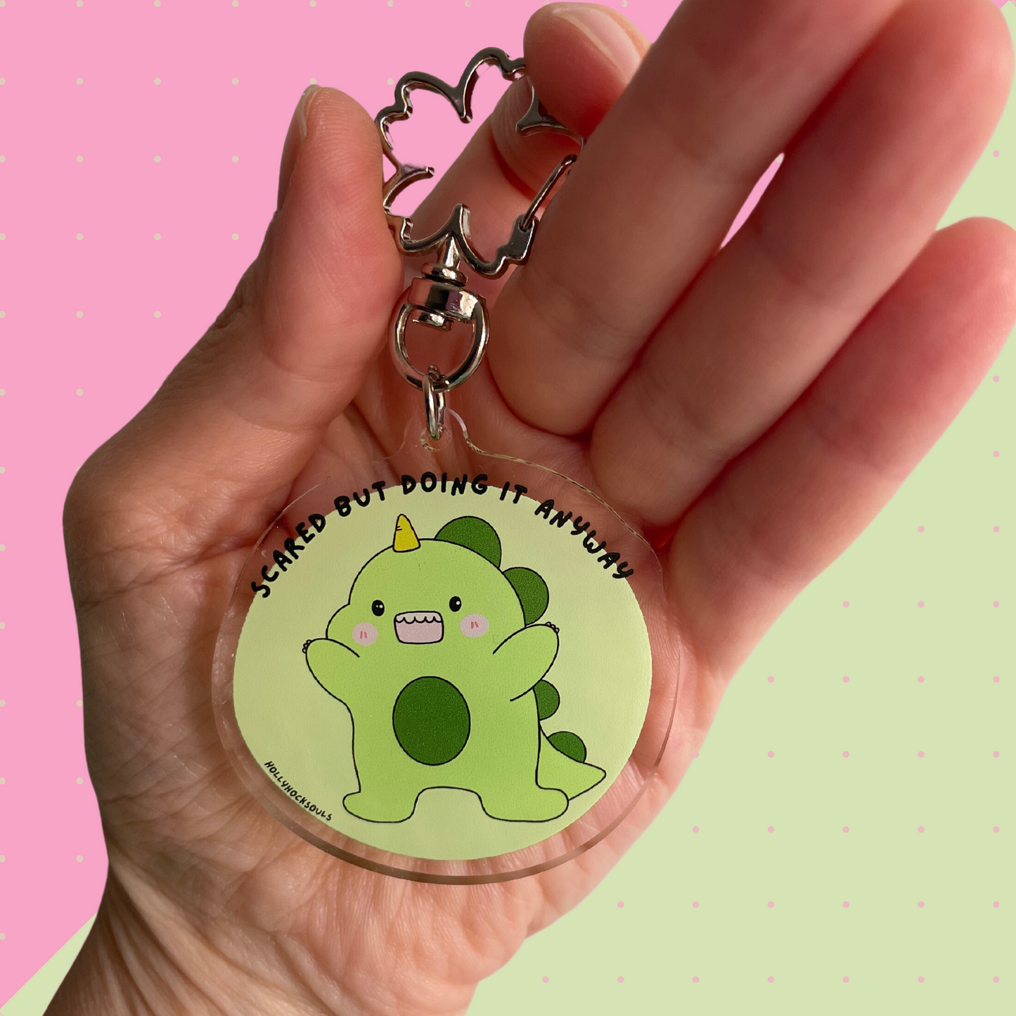 Mental health acrylic keychain kawaii_scared but doing it anyway