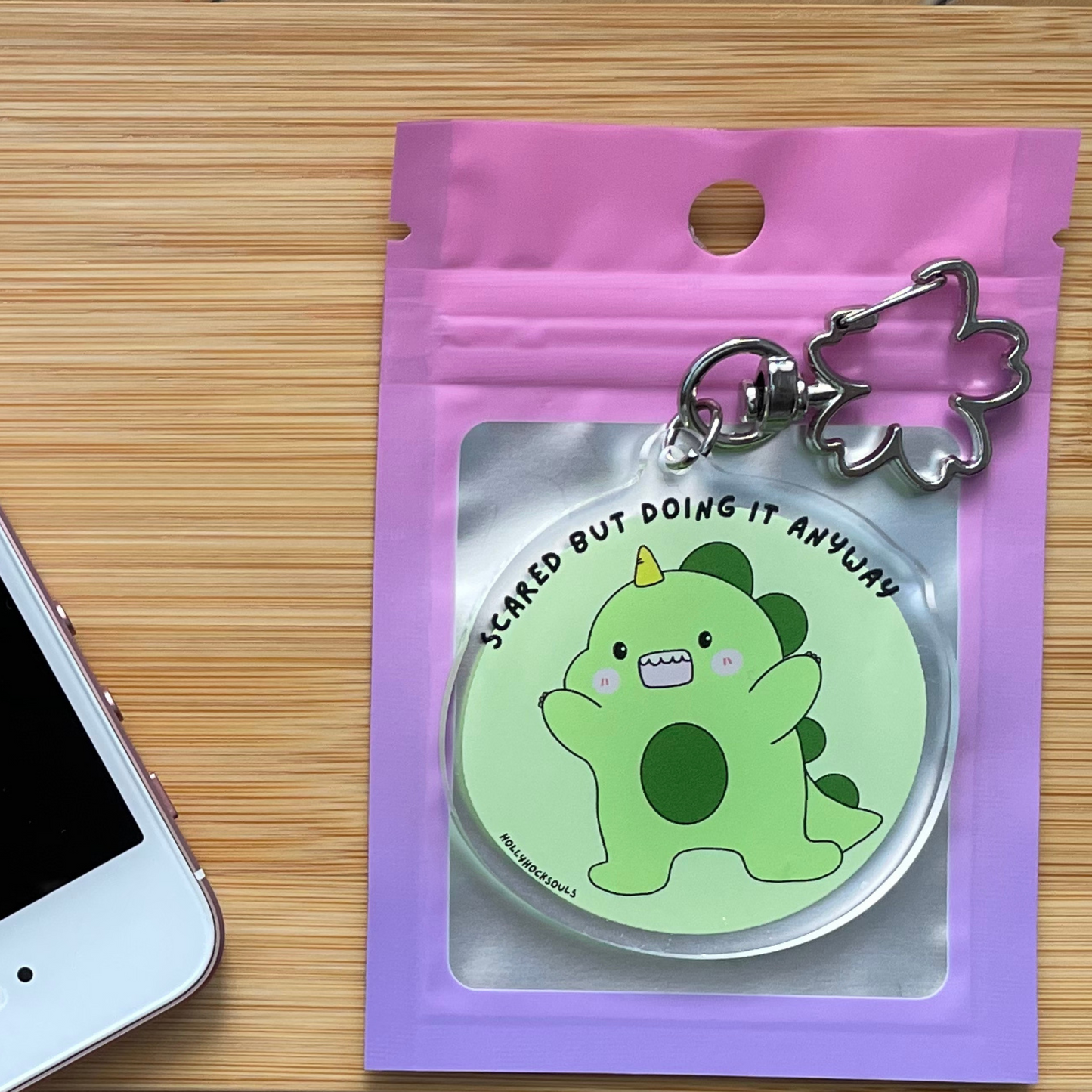 Mental health acrylic keychain kawaii_scared but doing it anyway