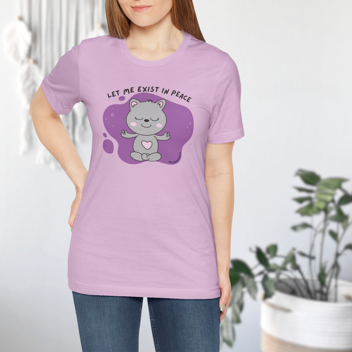 Meditation yoga cat Tshirt - let me exist in peace tee