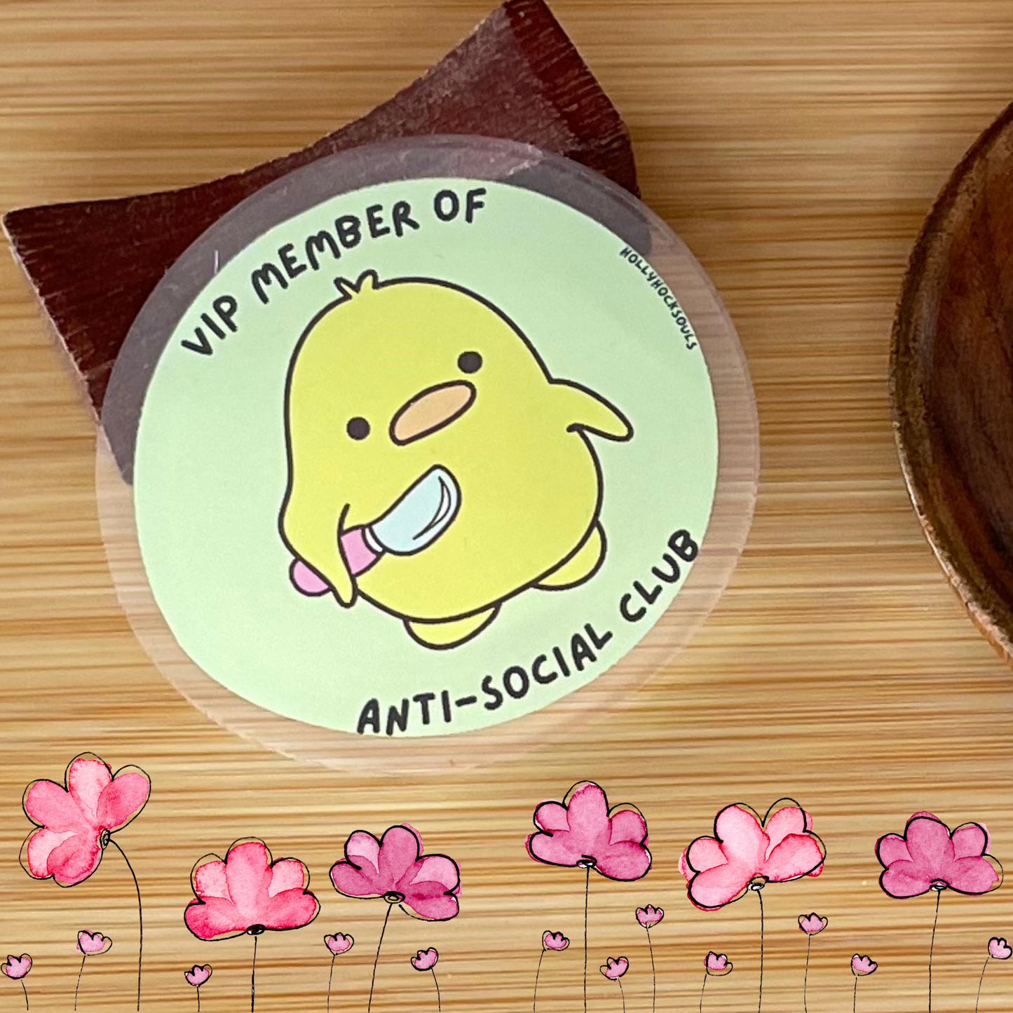 Mental health acrylic pin button kawaii_anti social