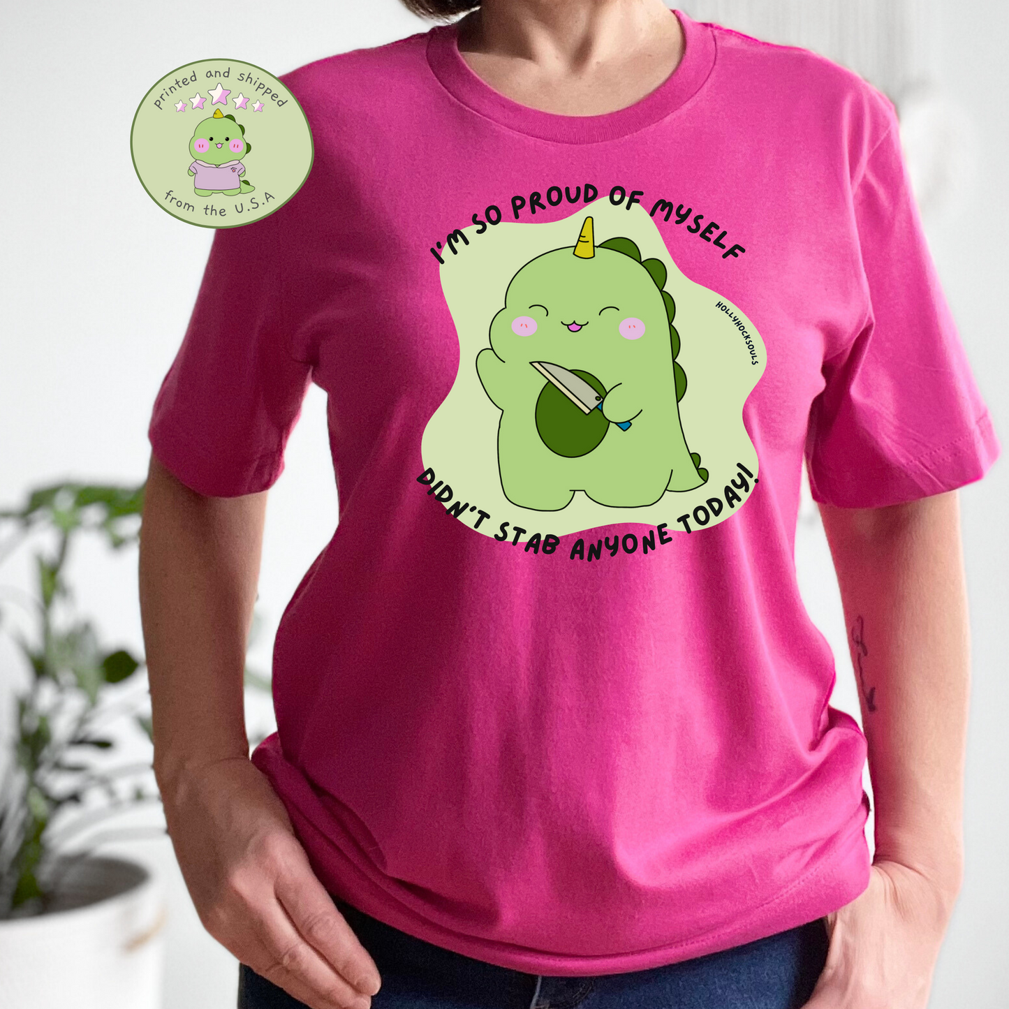 Proud of myself_humorous dino Tshirt