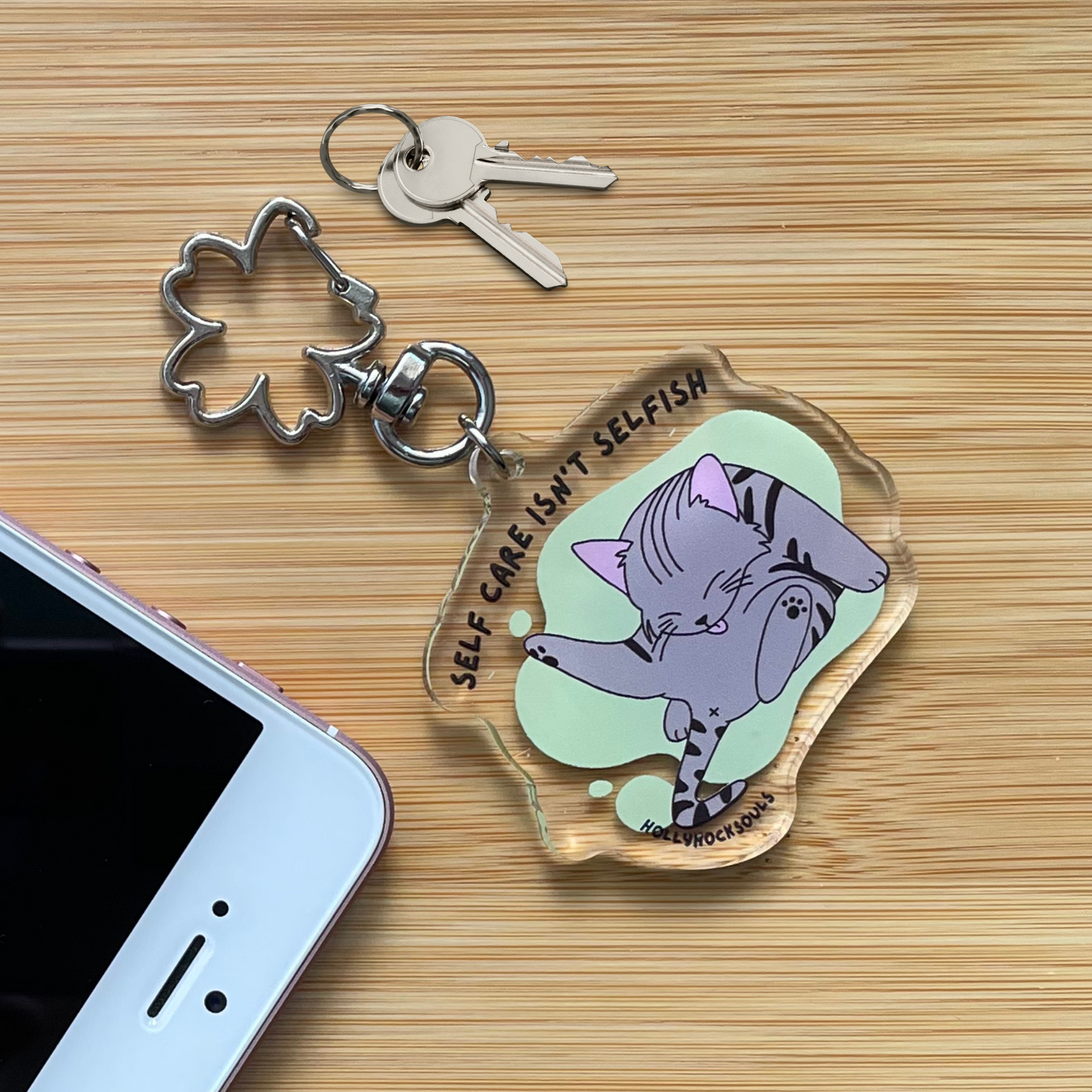 Mental health acrylic keychain kawaii_self care isn't selfish