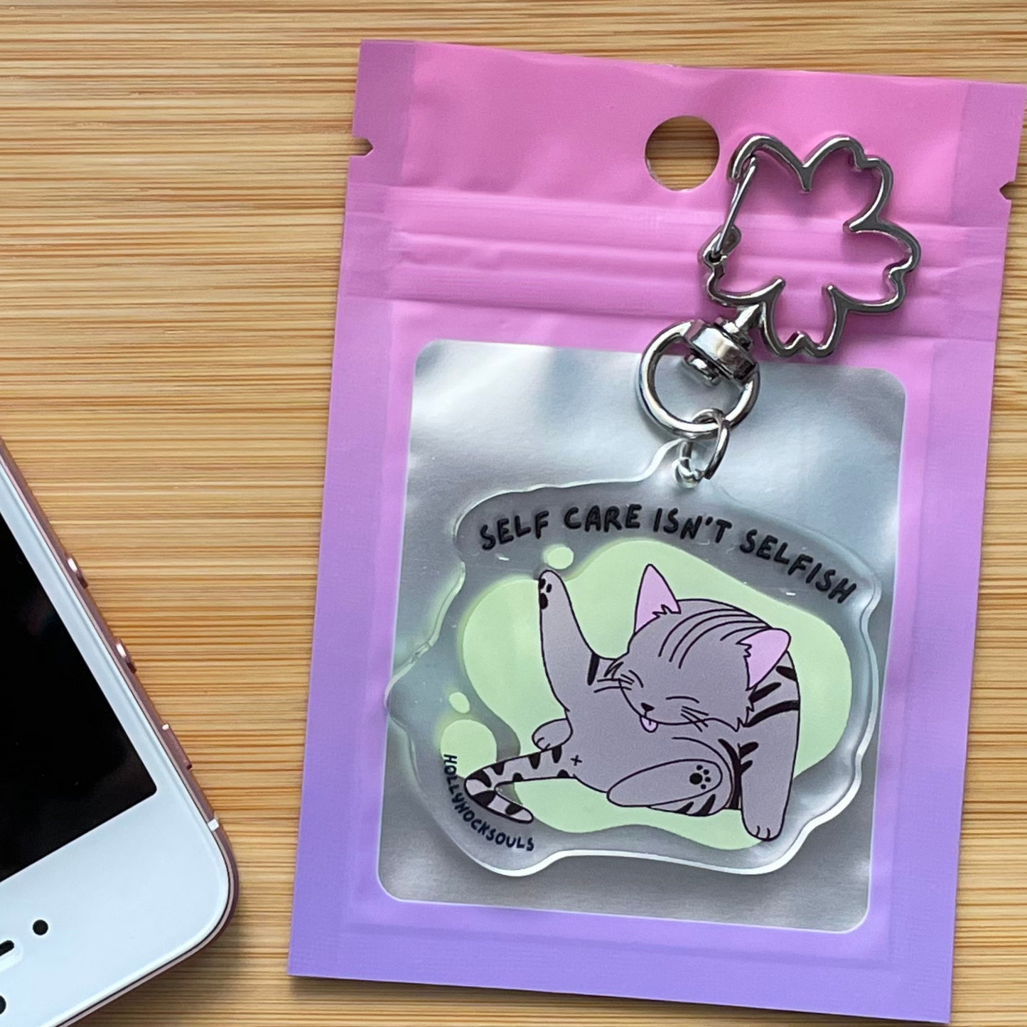 Mental health acrylic keychain kawaii_self care isn't selfish