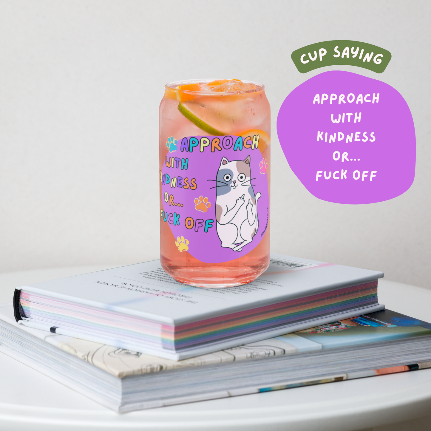 Approach with kindness or F** _16oz glass tumbler