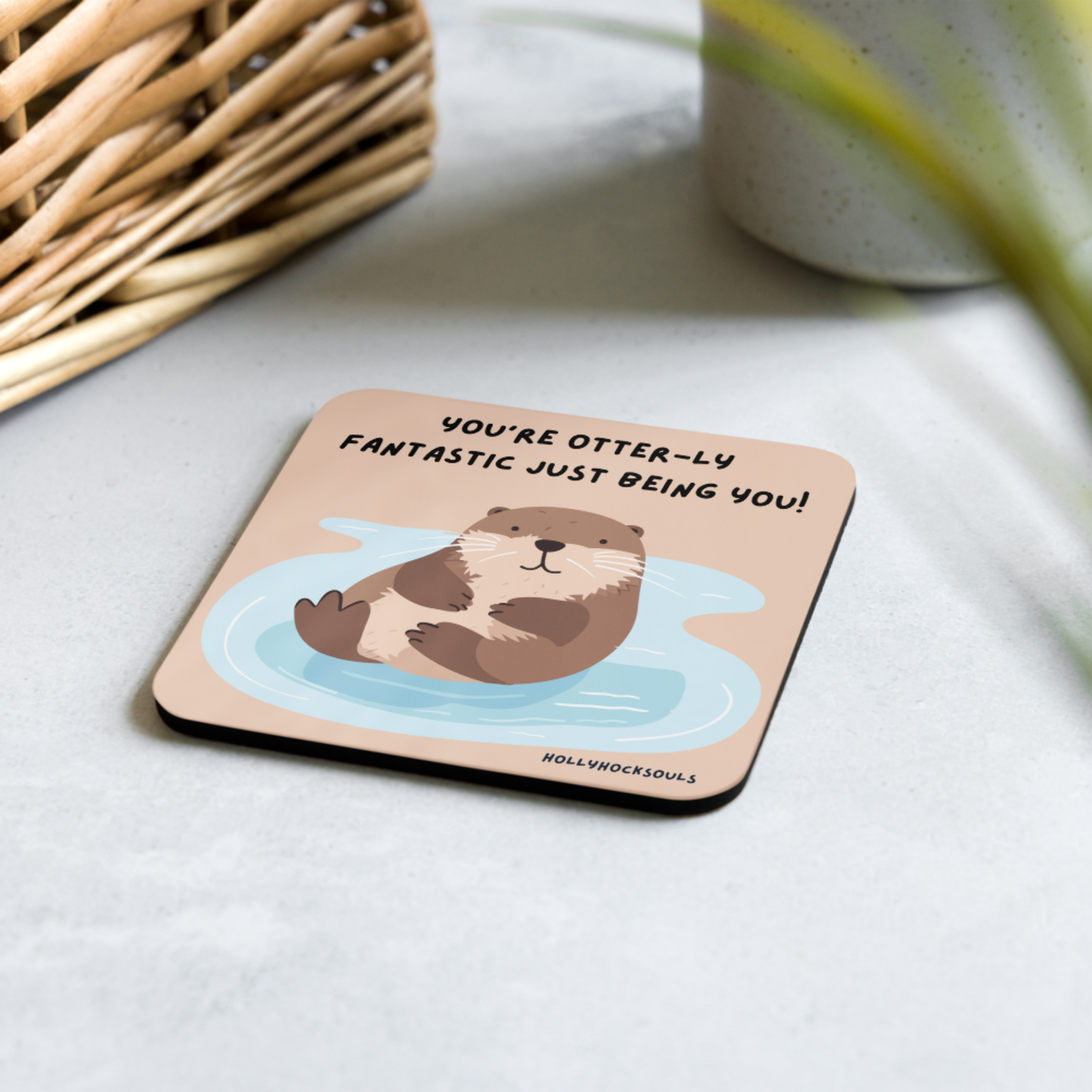 Ceramic mug and coaster_Cute Otter