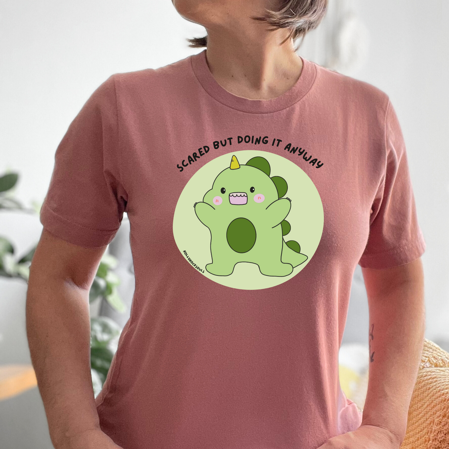 Scared but doing it anyway dino Tshirt