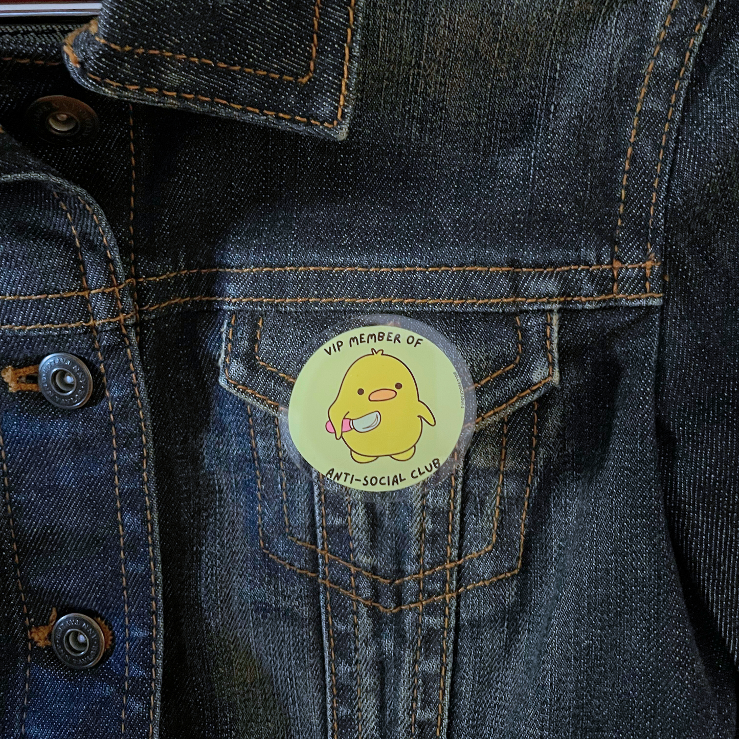 Mental health acrylic pin button kawaii_anti social