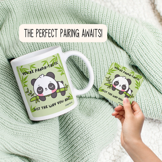 Ceramic mug and coaster_Cute Panda