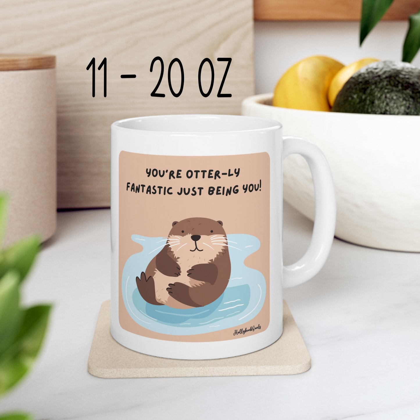 Ceramic mug and coaster_Cute Otter