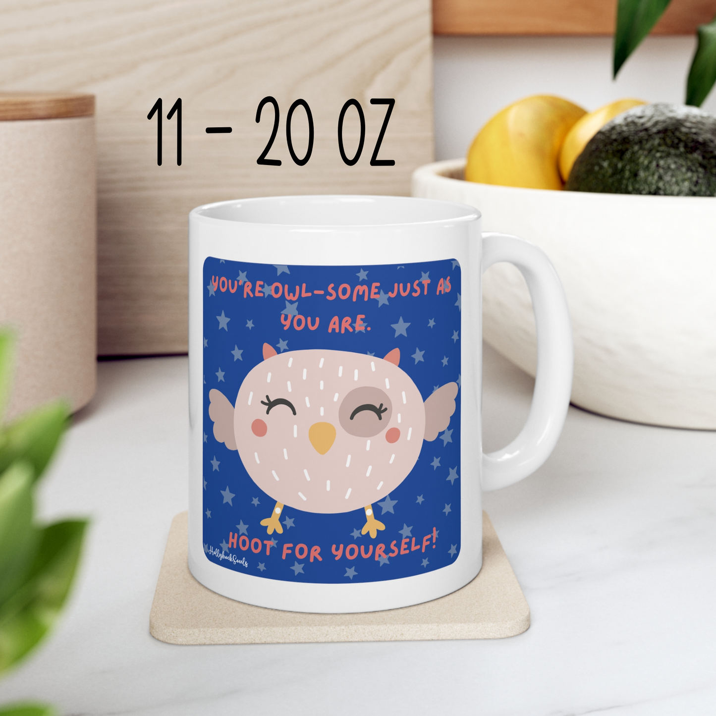 Ceramic mug and coaster_Cute Owl