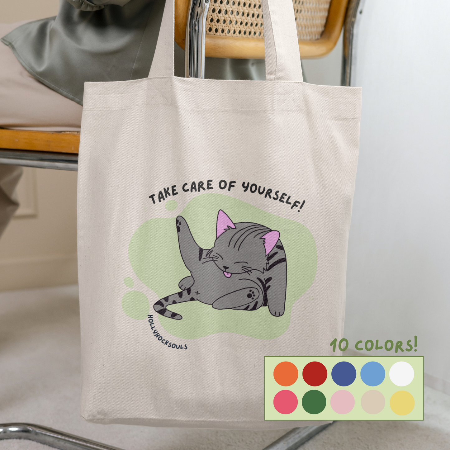 Tote Bag Lightweight_Funny cat_self care is important