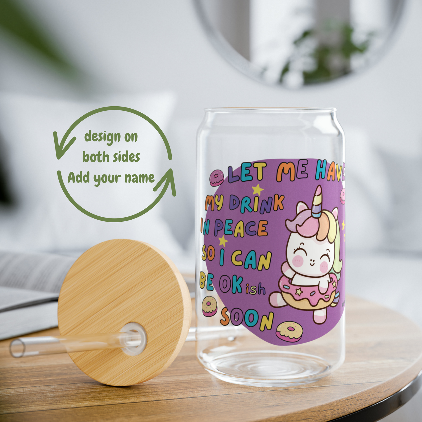 Let me have my coffee to be OK ish later_16oz glass tumbler