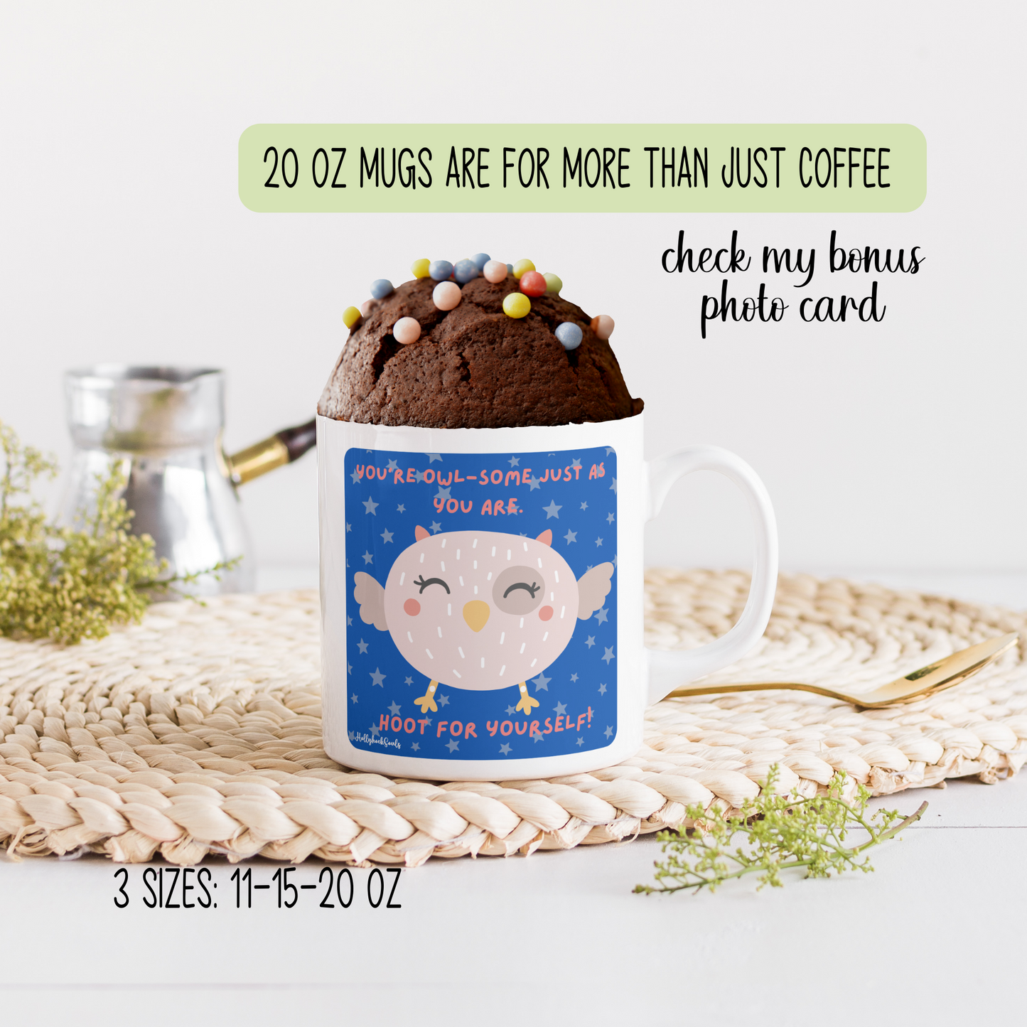 Ceramic mug and coaster_Cute Owl