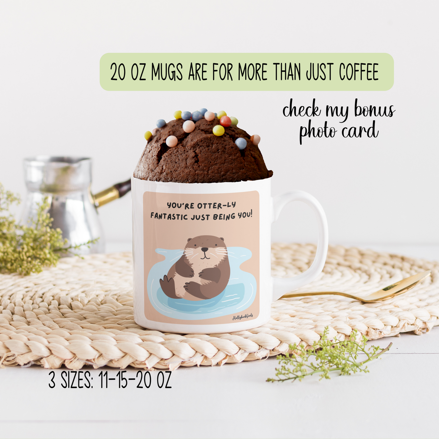 Ceramic mug and coaster_Cute Otter