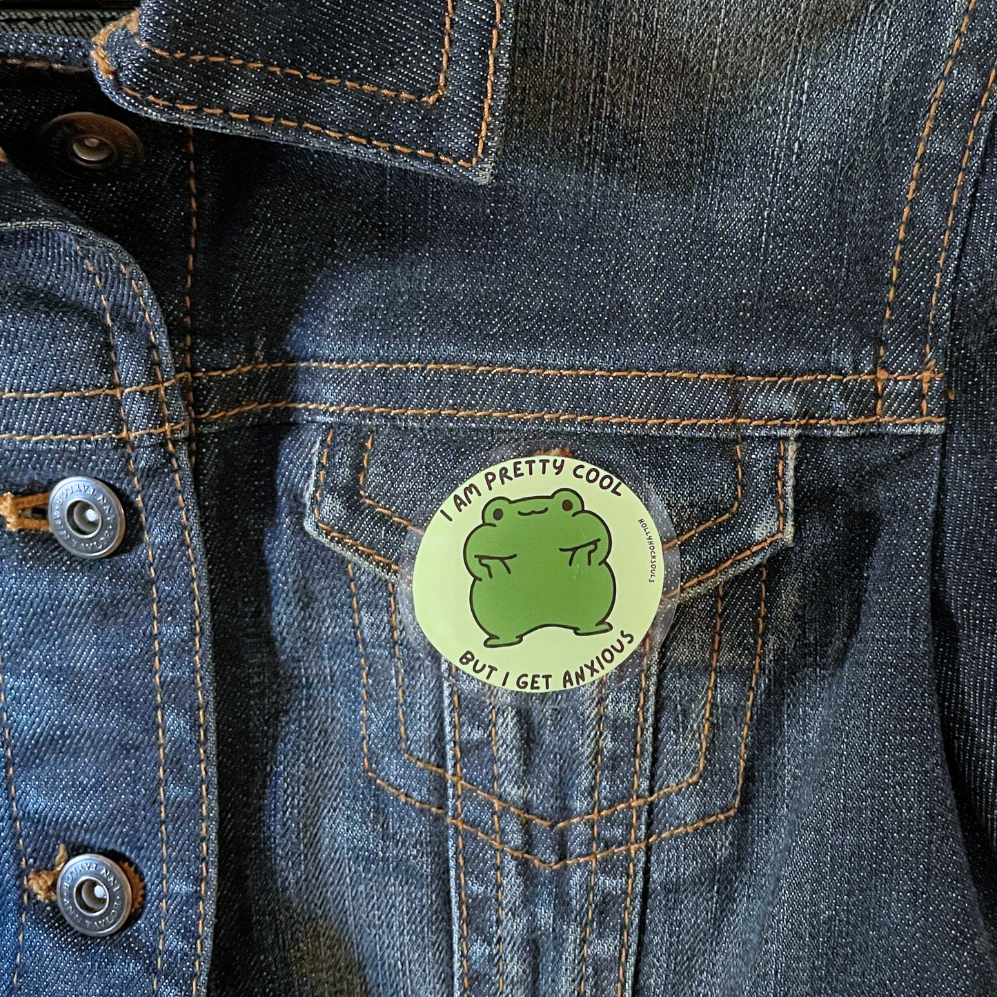 Mental health acrylic pin button kawaii_anxious