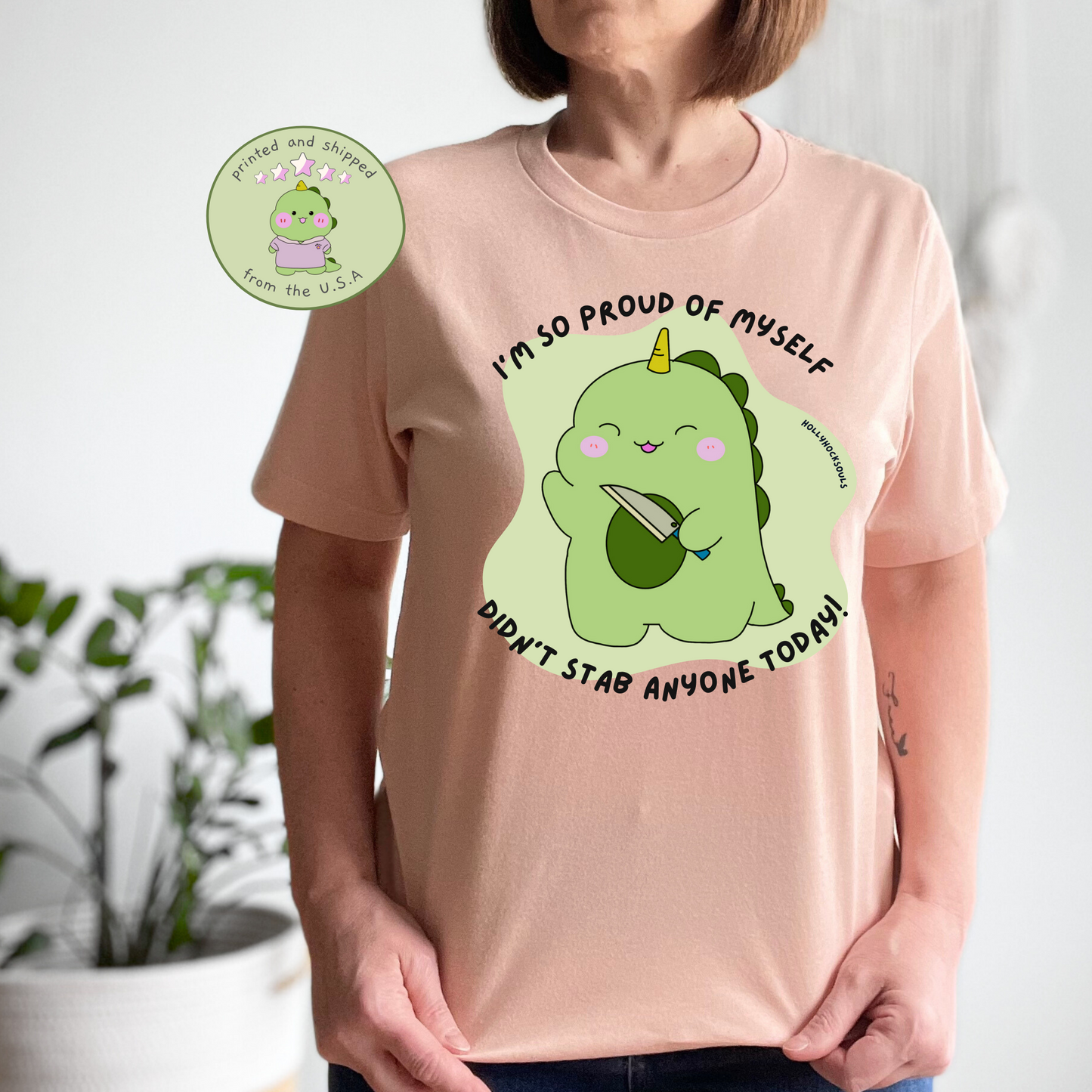 Proud of myself_humorous dino Tshirt