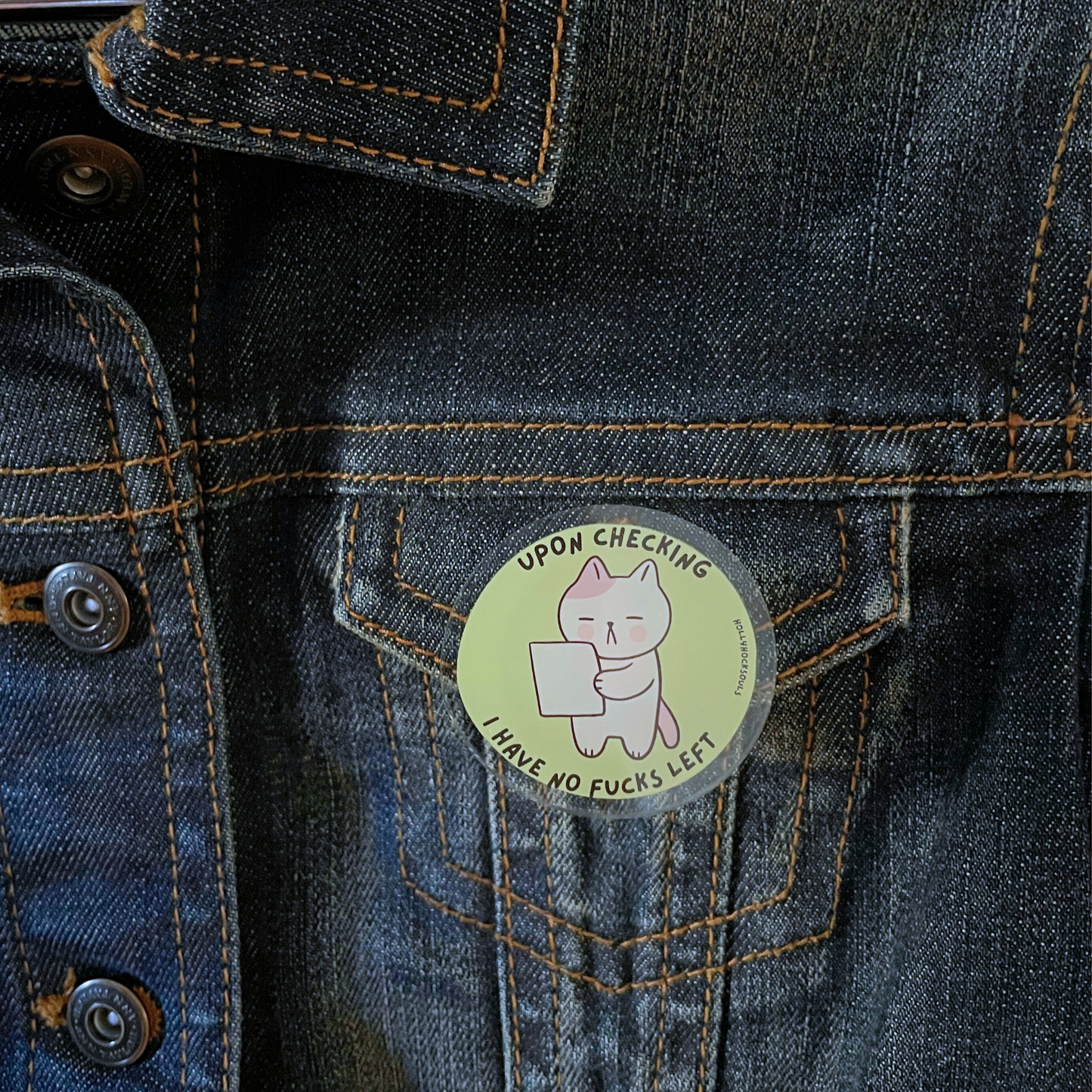 Mental health acrylic pin button kawaii_snarky cat