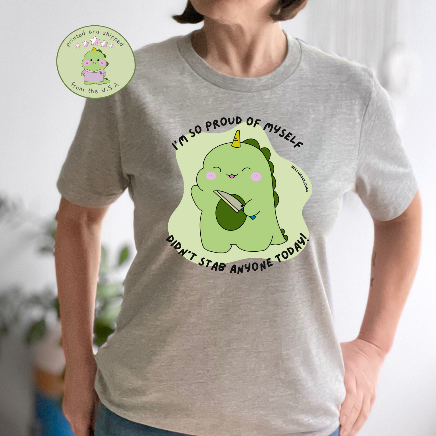 Proud of myself_humorous dino Tshirt